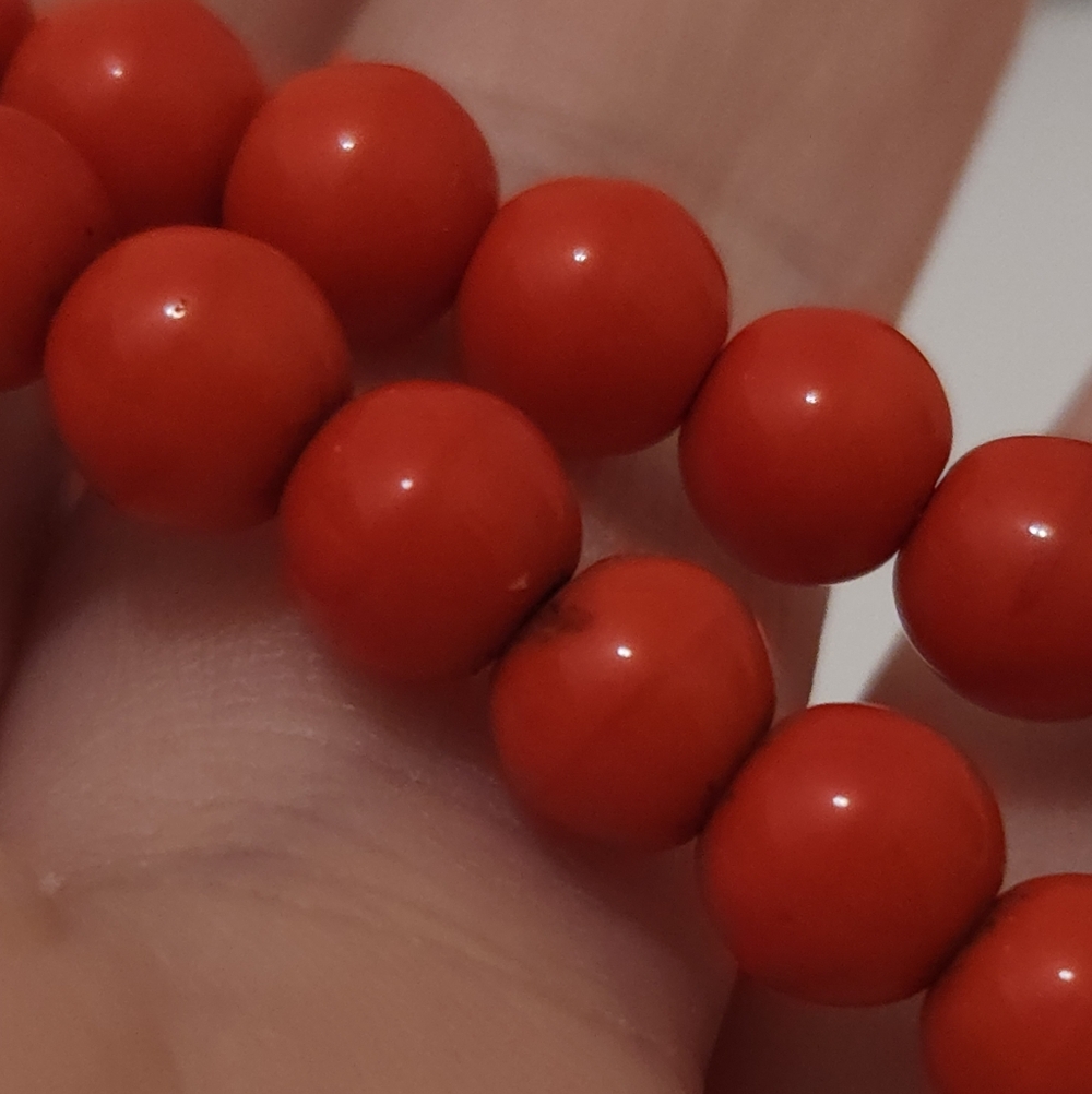 Vintage Genuine Red Coral Beaded Necklace with Silver Clasp 18" Long - Picture 14 of 16